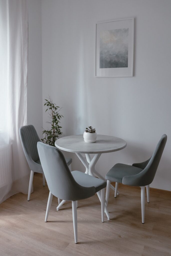 Dining area with grey walls - Interior painters in RIchmond VA